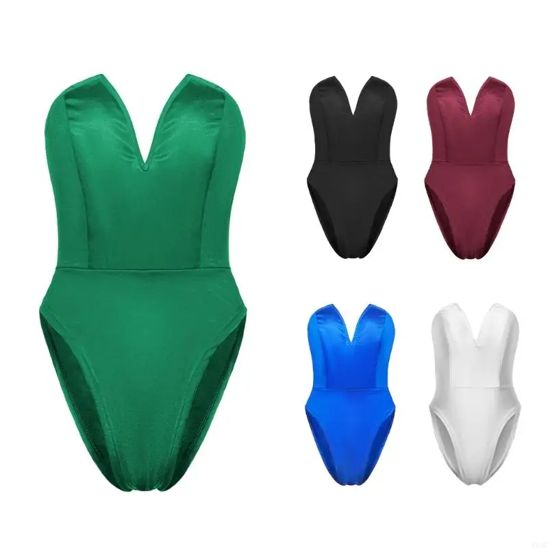 

Y1AC Sheath Sexy Jumpsuit Insgram Romper Strapeless Bodysuits Solid Bodysuit