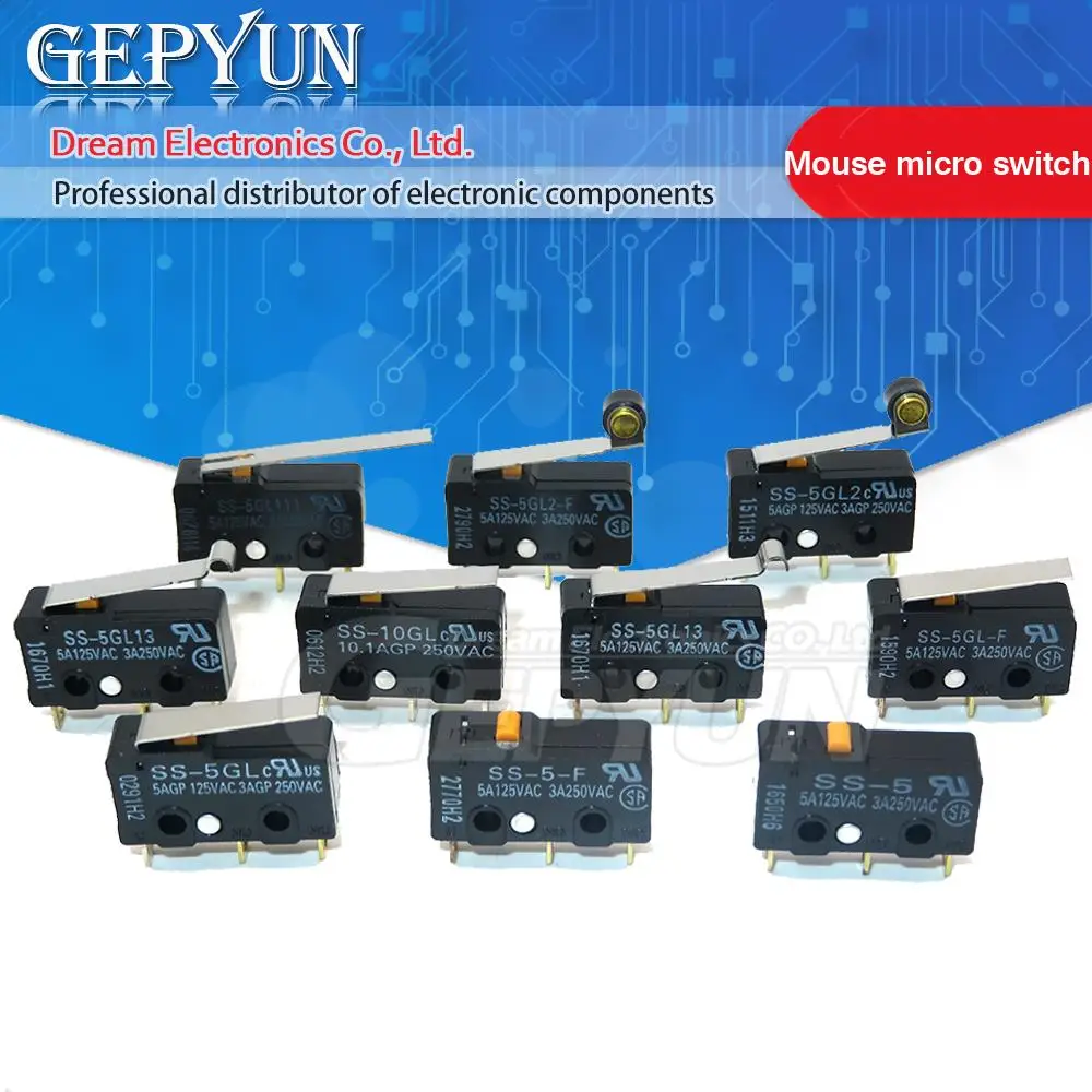 2Pcs mouse micro switch SS-5 SS-5GL SS-5GL2 SS-5GL13 SS-5GL-F SS-5GL2-F SS-5-F SS-10GL SS-01GL13 SS-5GL111