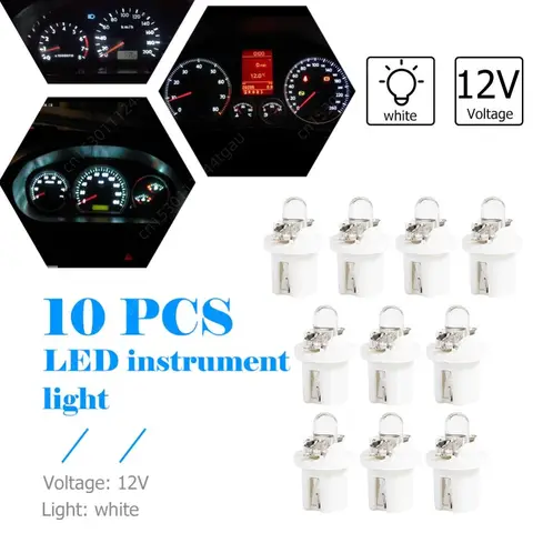 10-30Pcs T5 B8.5D Led Interior Lights Car Automobile Dashboard Instrument Cluster Bulbs White/Red/Blue Light Lamp 8 best sales peugeot 206 cluster - №6