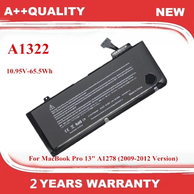 

New A1322 Laptop Battery For MacBook Pro 13 inch A1278 (2009-2010-2011-2012) 10.95V 65.5Wh