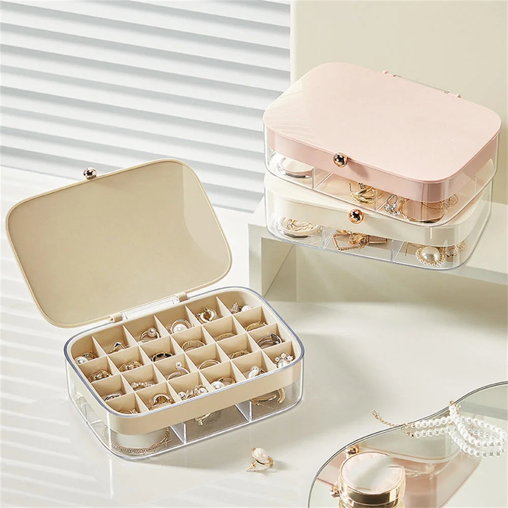 Plastic Rectangle Slot Jewelry Necklace Transparent Storage Box Case Holder Craft Organizer Beads Jewelry Container