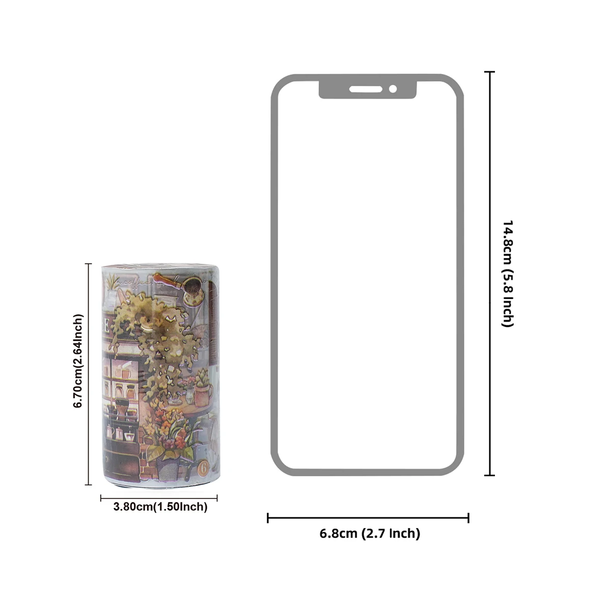 Etori Life67mm*2m Coffee Afternoon Tea PET Tape Sticker for Laptop Luggage Phone Cases Diy Decor Handbag Stickers Graffiti