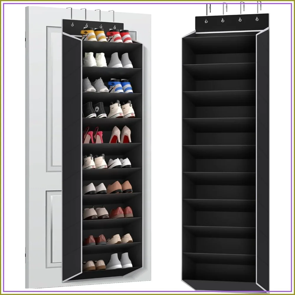 10 Tier Large Over Door Shoe Organizer, Hanging Storage with Deep Pockets, Fits 20 Pairs for Sneakers and Boots