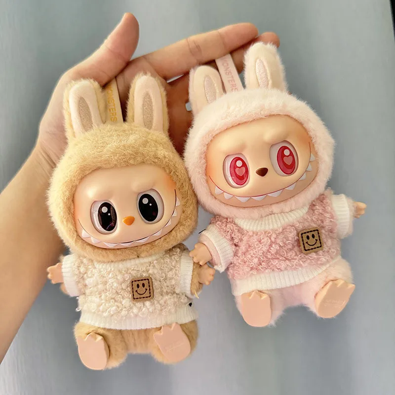 Per la 1a/2a generazione Labubu clothes sitting party baby clothes circle face shirt Mini peluche Doll'S Clothes Outfit accessori