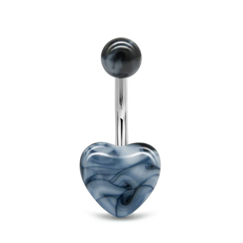 1Pcs Belly Button Rings Stainless Steel 14G CZ Navel Rings 3/8\