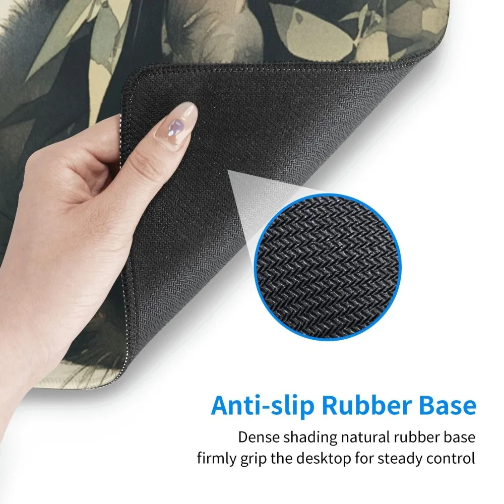 Alfombrilla de ratón de juego japonés de gato de Anime, alfombrillas de goma antideslizantes para ordenador portátil y escritorio, teclado grueso, accesorios para PC, borde de bloqueo