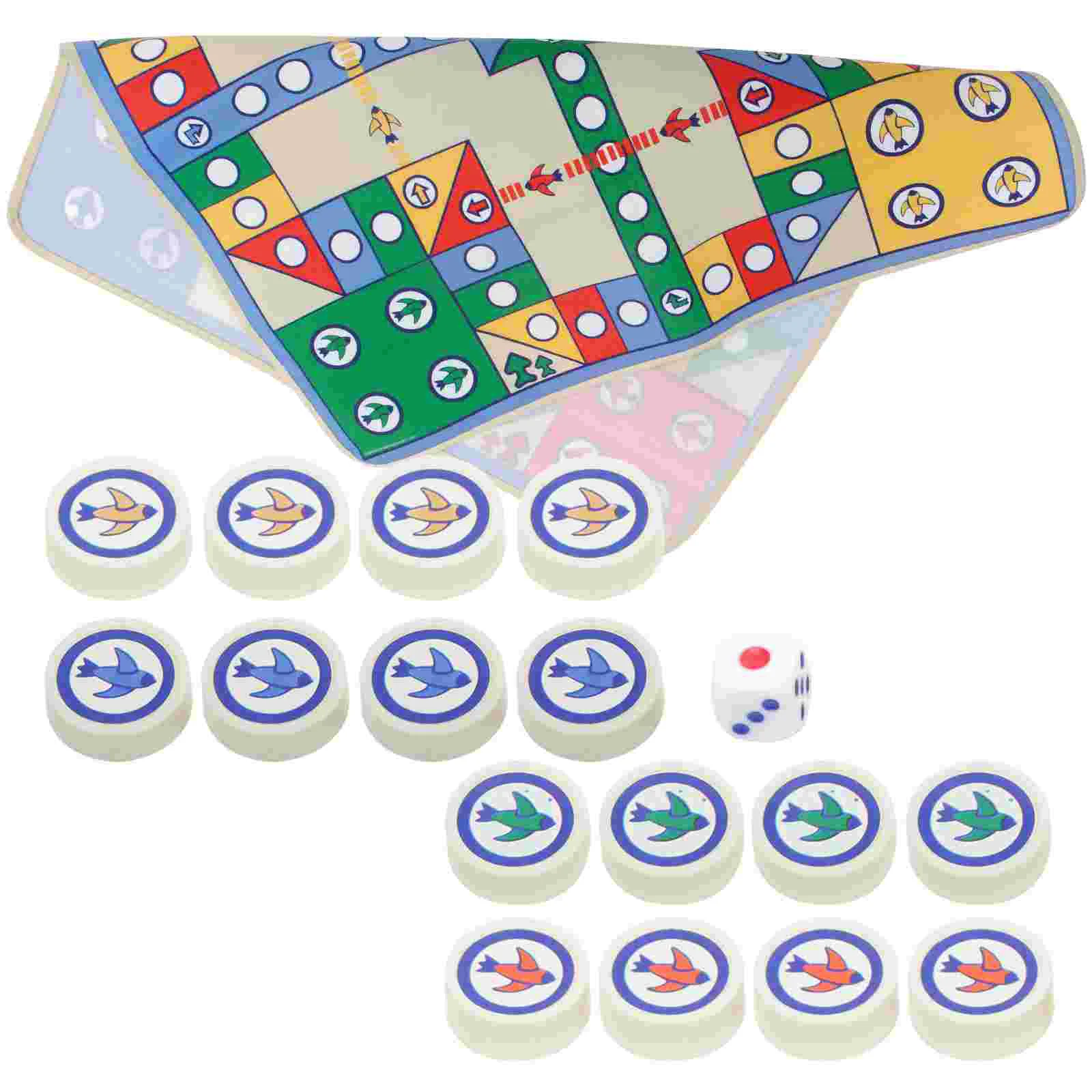 Flying Chess Carpet Aeroplane Chess Rug Playmat Fun Family Parent-child Game Party Game Travel Game (82 x 82cm, EVA Chess Pieces