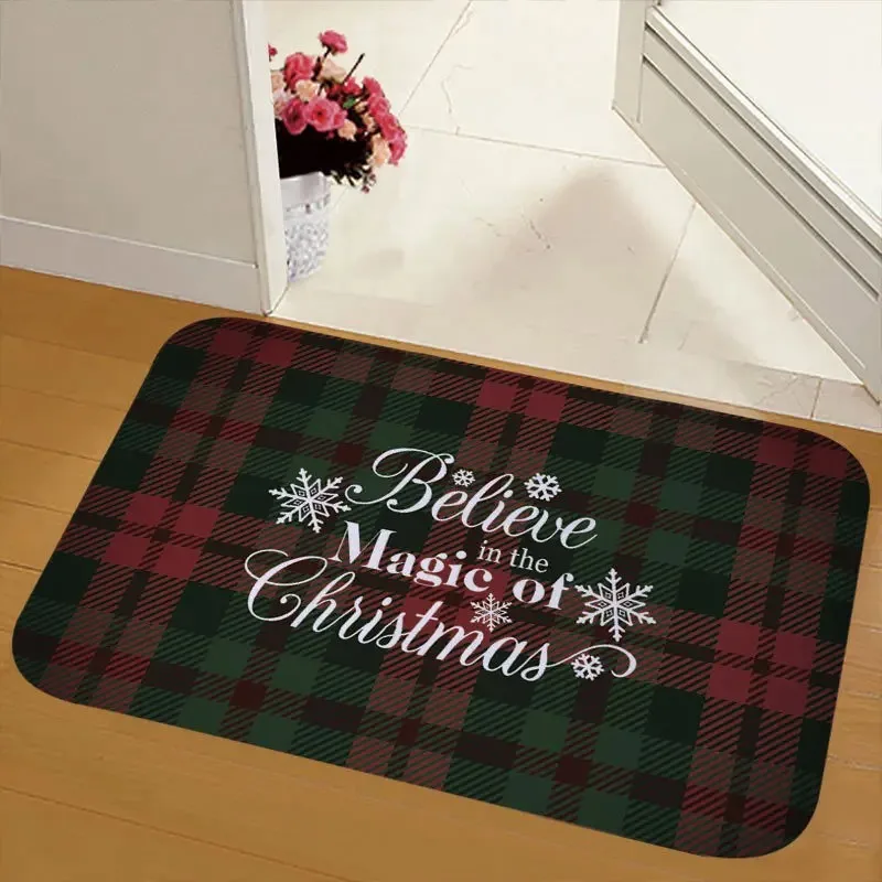 Alfombrilla navideña con patrón de alce y muñeco de nieve para dormitorio, sala de estar, puerta de entrada, decoración del Hogar, baño, dit