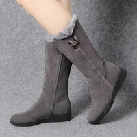 Warm Chelsea High Fur Boots Women 2025 Winter Shoes for Women Chunky Mid-calf Plush Snow Flat Boots ZIP Fashion Botas De Mujer - Image 5