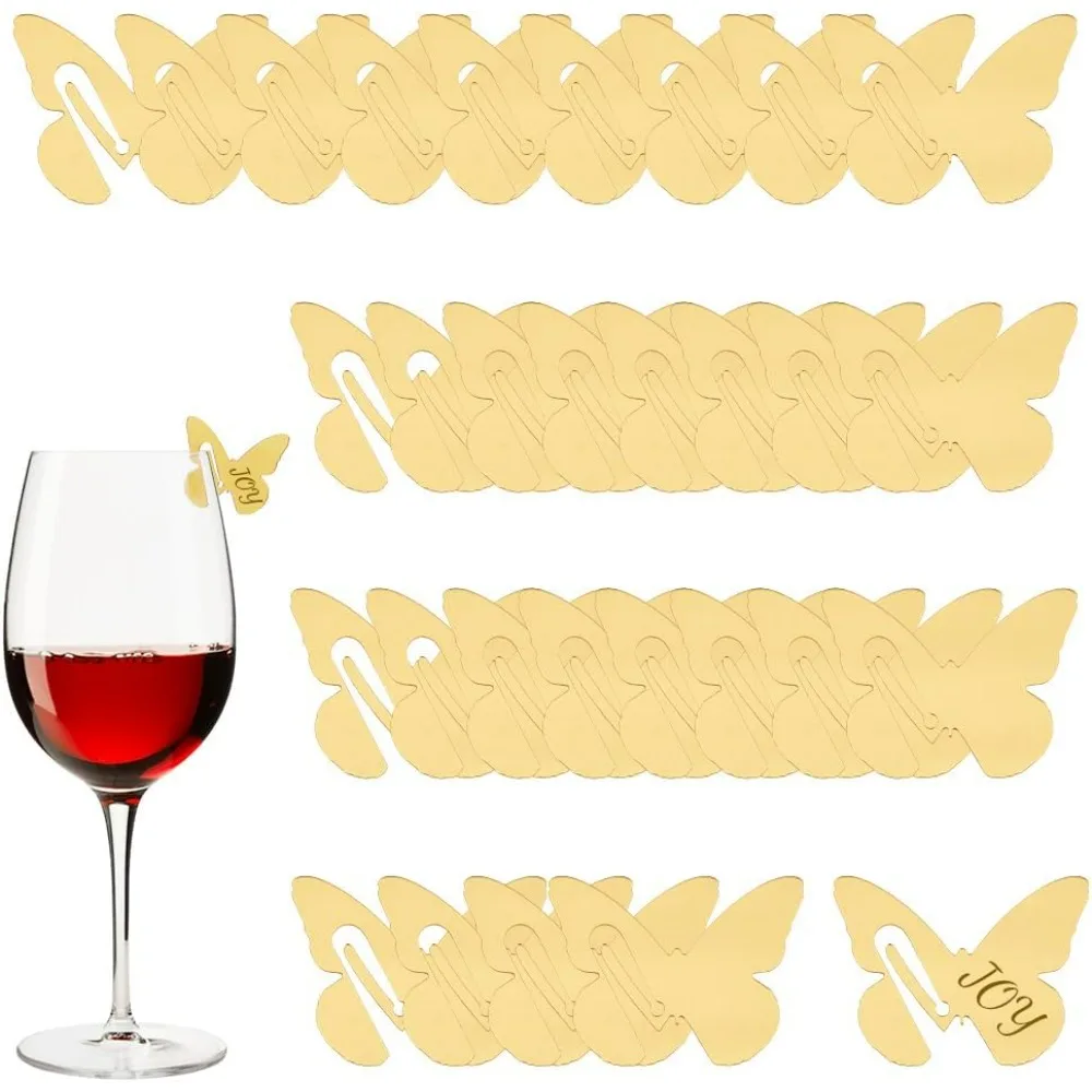 

30Pcs Acrylic Butterfly Drink Tags Wine Glass Butterfly Blank Party Drinking Tags Acrylic Drink Label for Wedding Party Wine