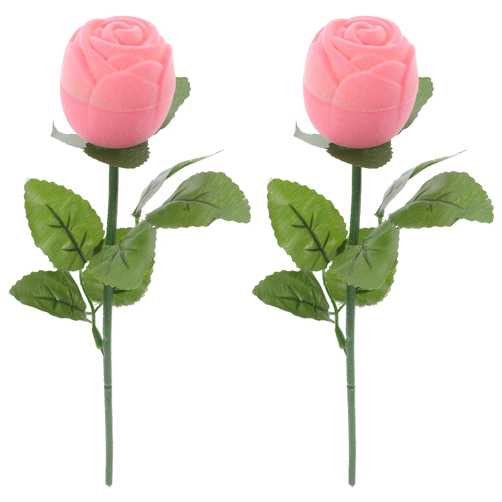

2PCS Rose Ring Box Flower Shaped Jewelry Holder Romantic Proposal Gift Valentine Day Storage Solution Engagement Present