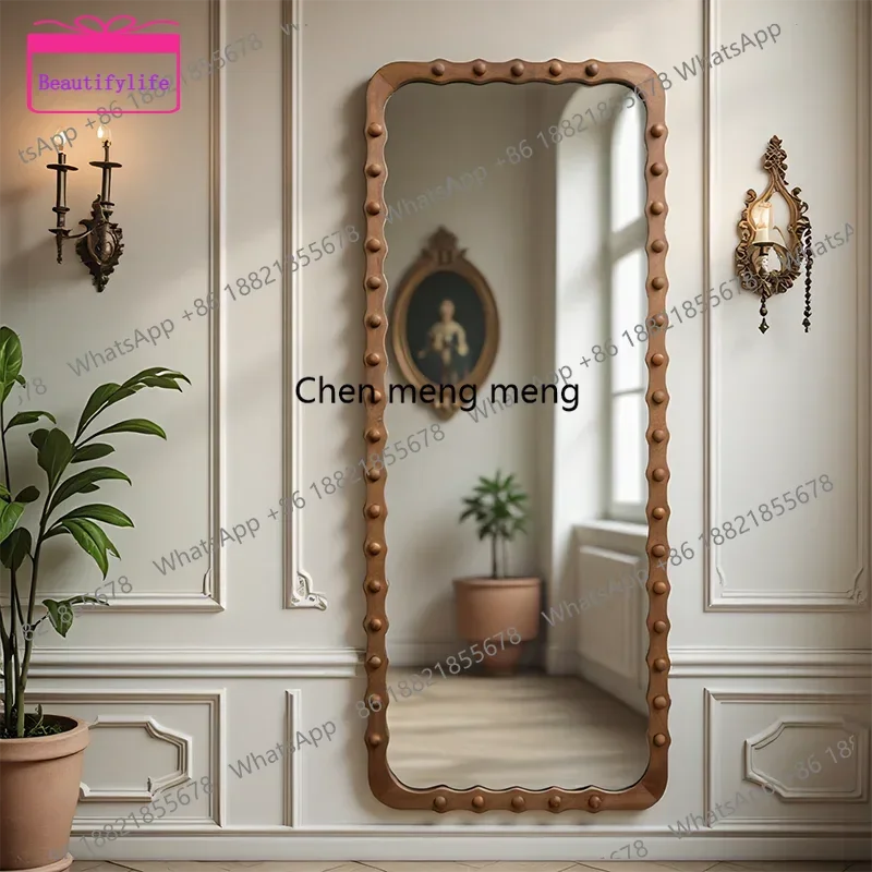 A17  French retro full-length mirror wall-mounted dressing mirror American vertical floor mirror second-hand