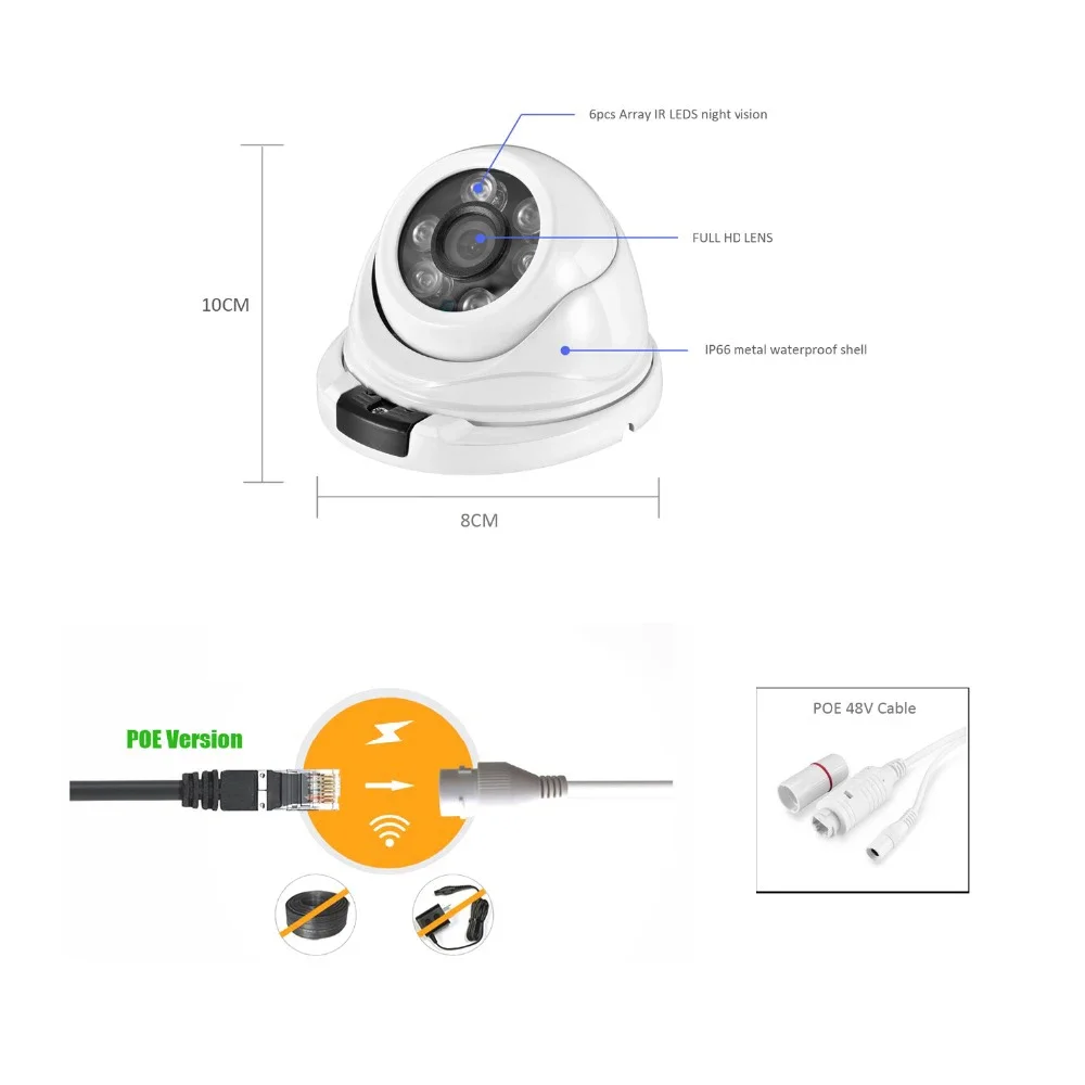 Full Color 2.8mm Wide Angle 8MP 4K IP Camera Outdoor Metal Dome Face Detection Onvf 5MP 4MP POE Video Security Camera APP XMEYE