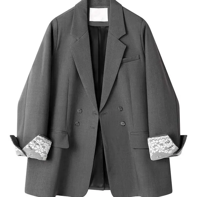 Grey blazer women's 2025 new spring casual temperament celebrity high-end design sense niche super hot suit