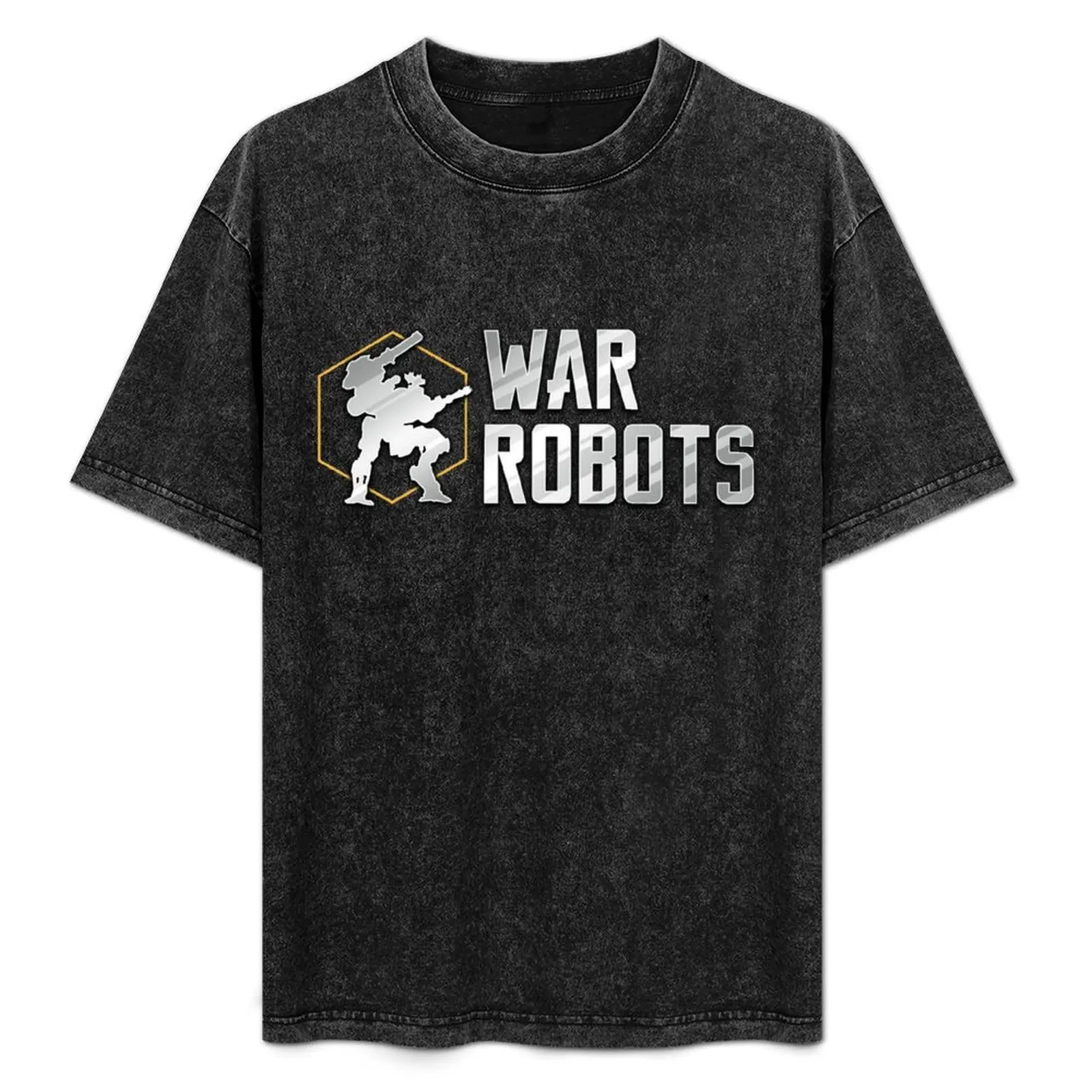 WarRobot Grey White T-Shirt tees plus sizes hippie clothes graphic tee shirt mens designer t shirt