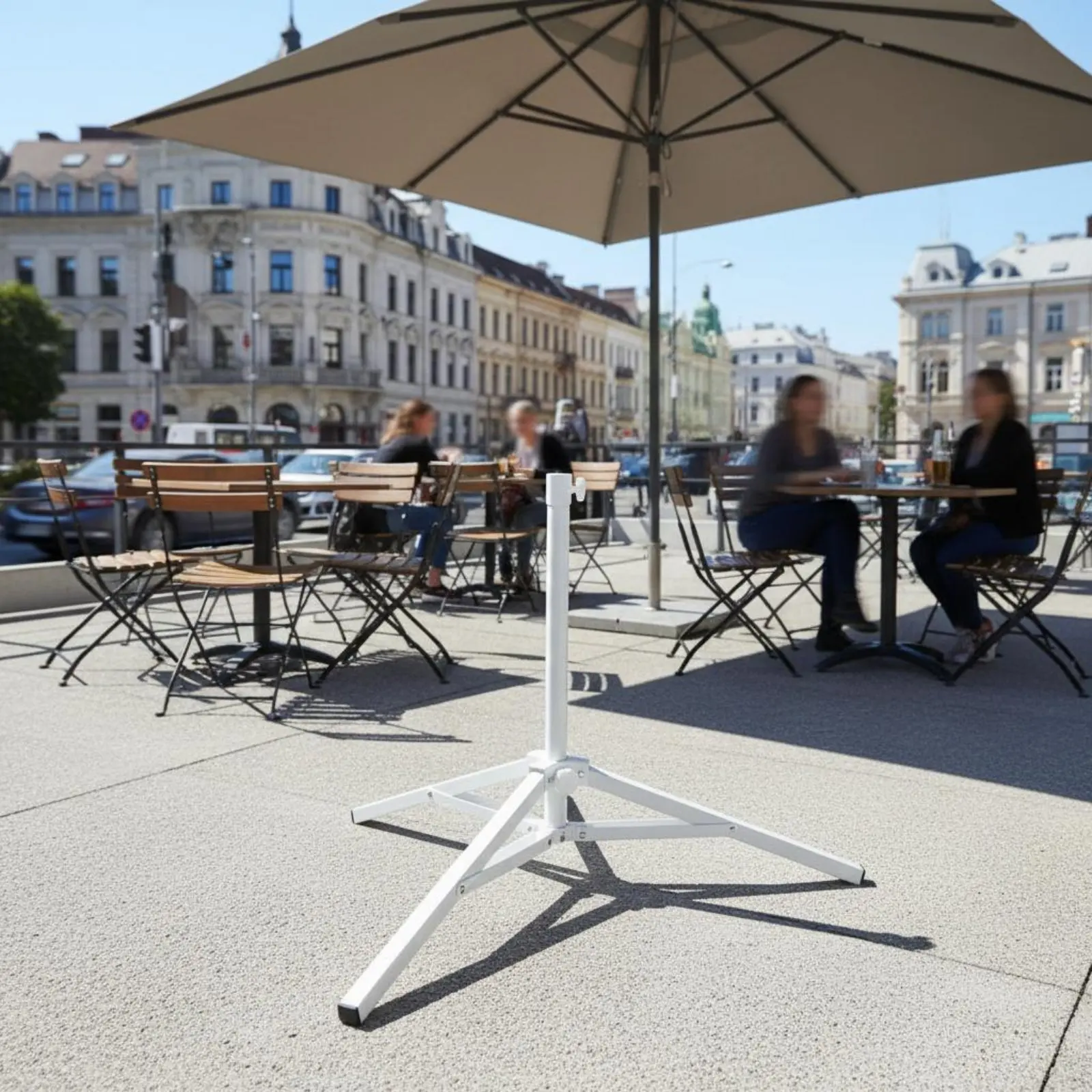 Tripod Umbrella Stand Space-Saving Metal Umbrella Tripod Portable Sunshade Stand Long-Lasting Wind-Resistant for Patio, Beach