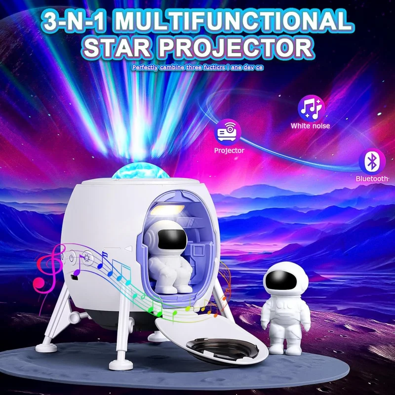 

Galaxy Projector Night Light with Bluetooth Speaker White Noise Timer Remote 8 Color Starry Sky Aurora Projector for Bedroom