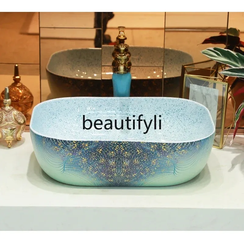 f156 Lavabo de table simple Lavabo carré en céramique