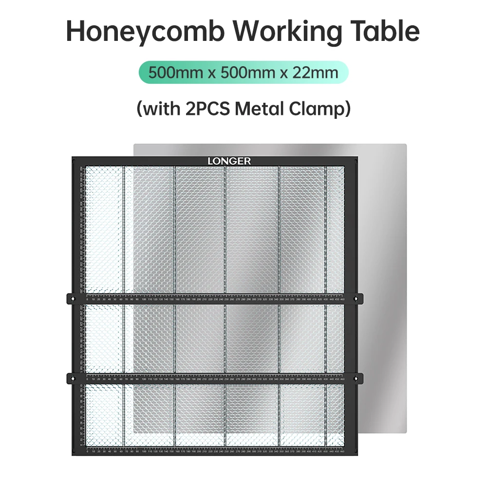 LONGER Honeycomb Working Table 500mm x 500mm x 22mm with Material Clamp Laser Cutting Honeycomb Panel Workbench for Diode CO2