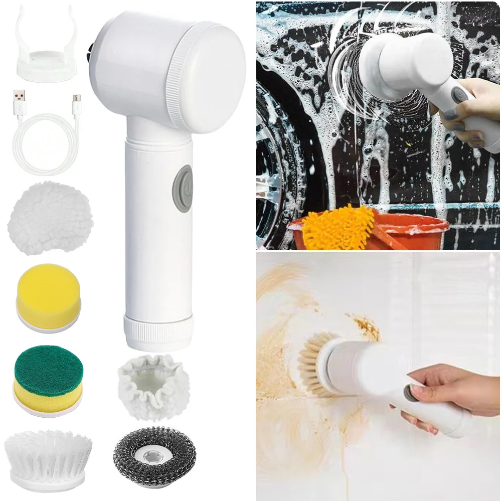 Electric Spin Scrubber Multifunctional Power Electric Cleaning Brush Dishwashing Brush for Cleaning Bathroom Tub Tile Floor Car