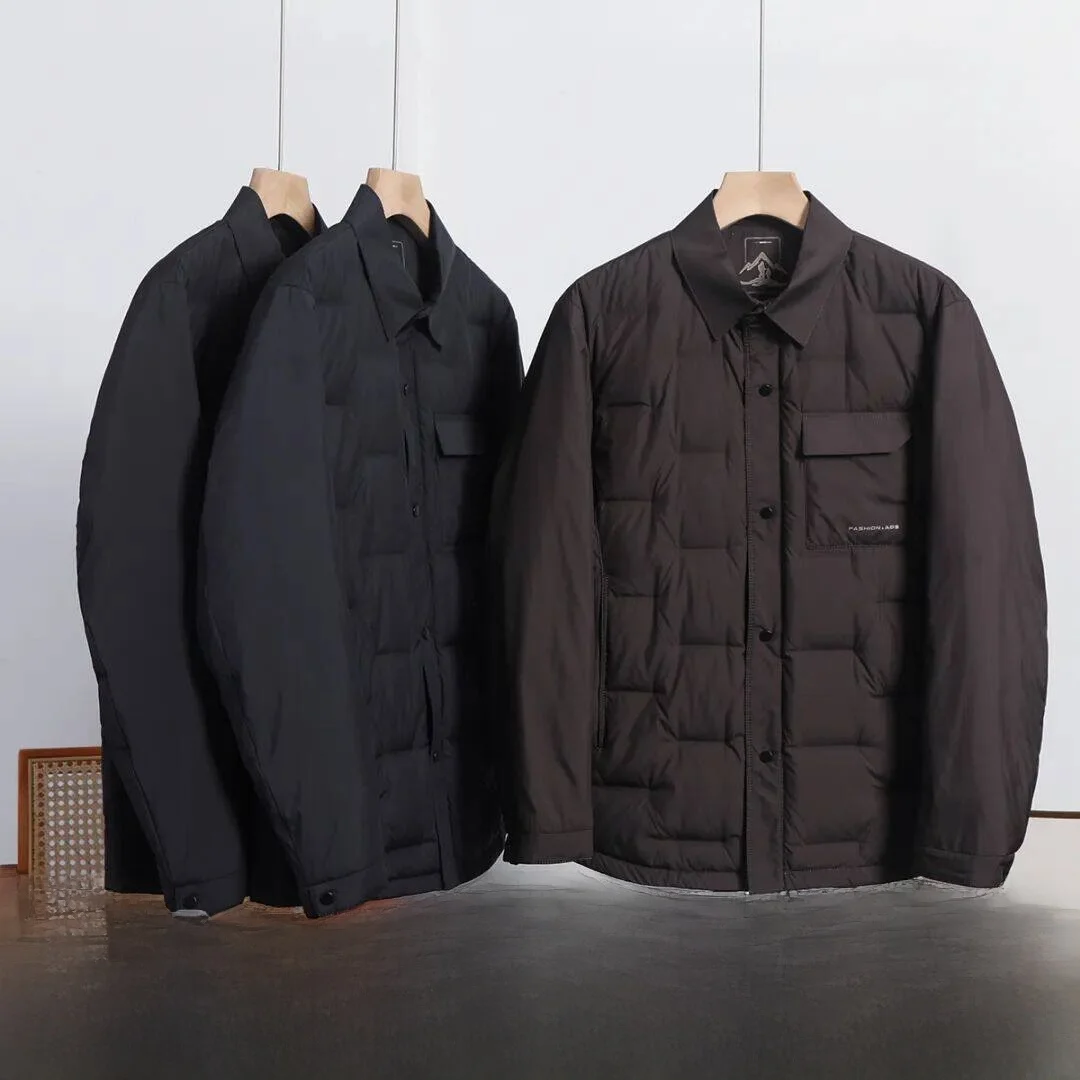 

Men's Casual down Jaet Lightweight Warm 90 White Du down irt Collar Outerwear Polyester Fiber Long Sve Regular Fit