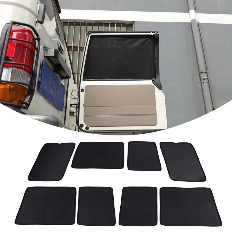 For Toyota LC76 Land Cruiser 70 Series 2007+ 8Pcs Memory Steel Window Screens Mesh Sun Shade Full Set Car Camping Accessories