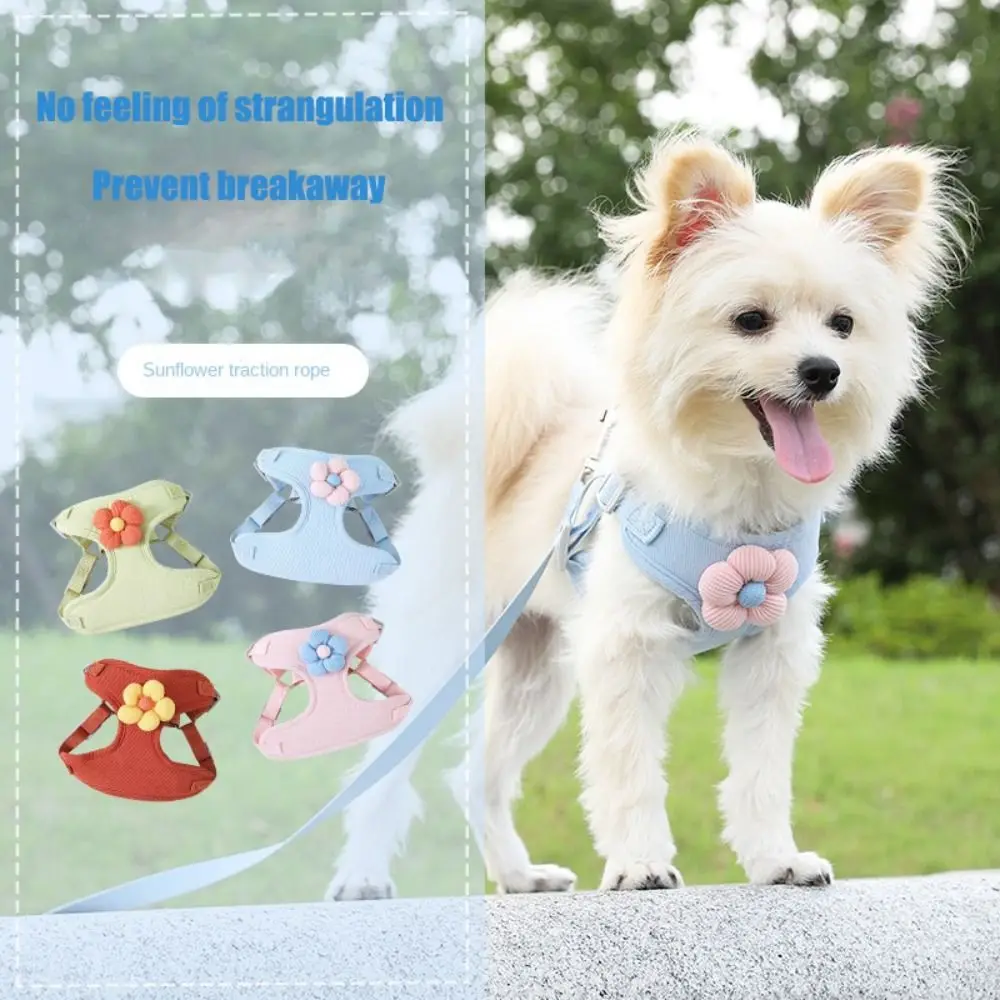 Breathable Adjustable Pet Vest Leash Cat Chest Harness Cartoon Walk Dog Rope Go Out To Prevent Break Pet Walking Harnesses Lead