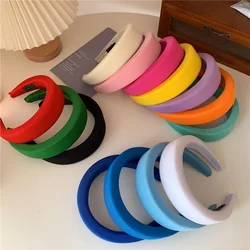 5cm Wide Flannel Headbands Non-slip Head Hoop For Women Vintage Headwear Thick New Sponge Hair Hoop Solid Color Hair Accessories