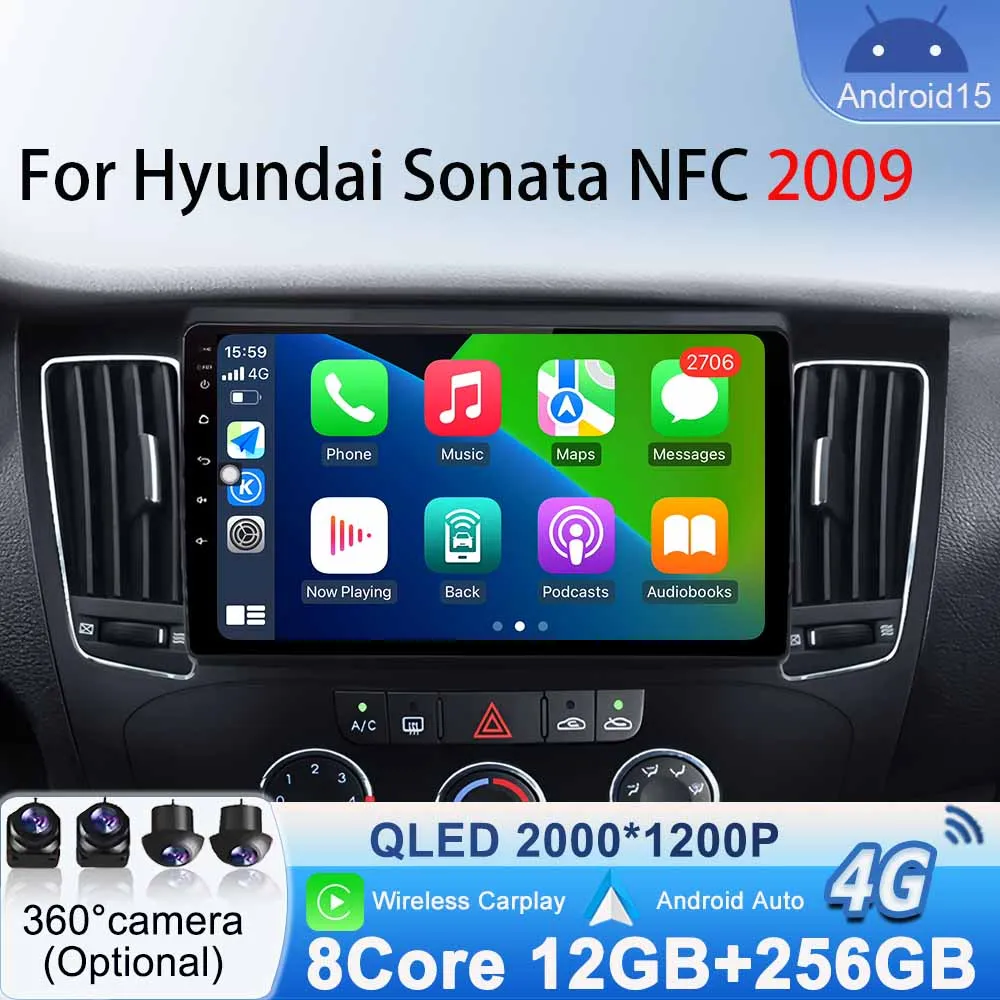 

Video Player Android Auto Radio for Hyundai SONATA NFC 2009 Car Multimedia No 2Din Bluetooth Wifi GPS navigation CarPlay Stereo