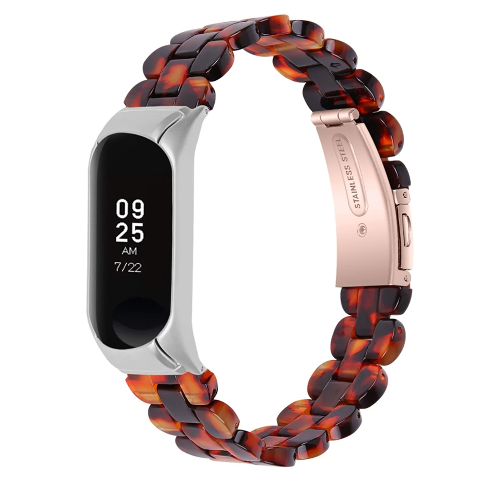 For Xiaomi Mi Band 8 7 6 5 4 Strap Fashion INS Resin Bracelet Metal Case Miband 8 5 3 NFC Acrylic Hard PC Replacement Wristband