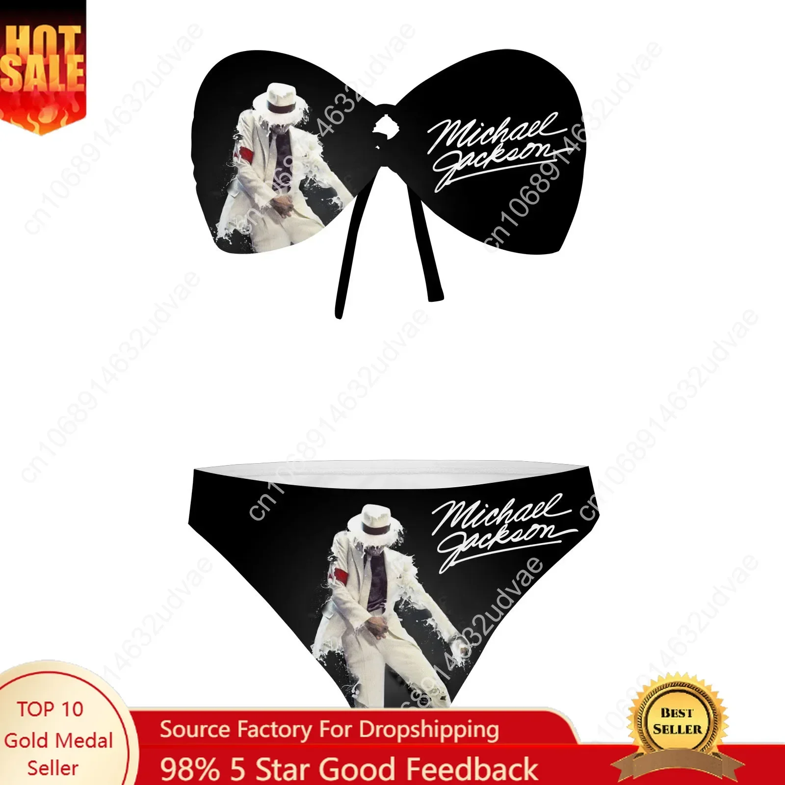 Michael Jackson Strapless Swimsuit Womens Bathing Suits Personalized Fashion Swimwear Pool Party Sexy Bikini Customize Beachwear