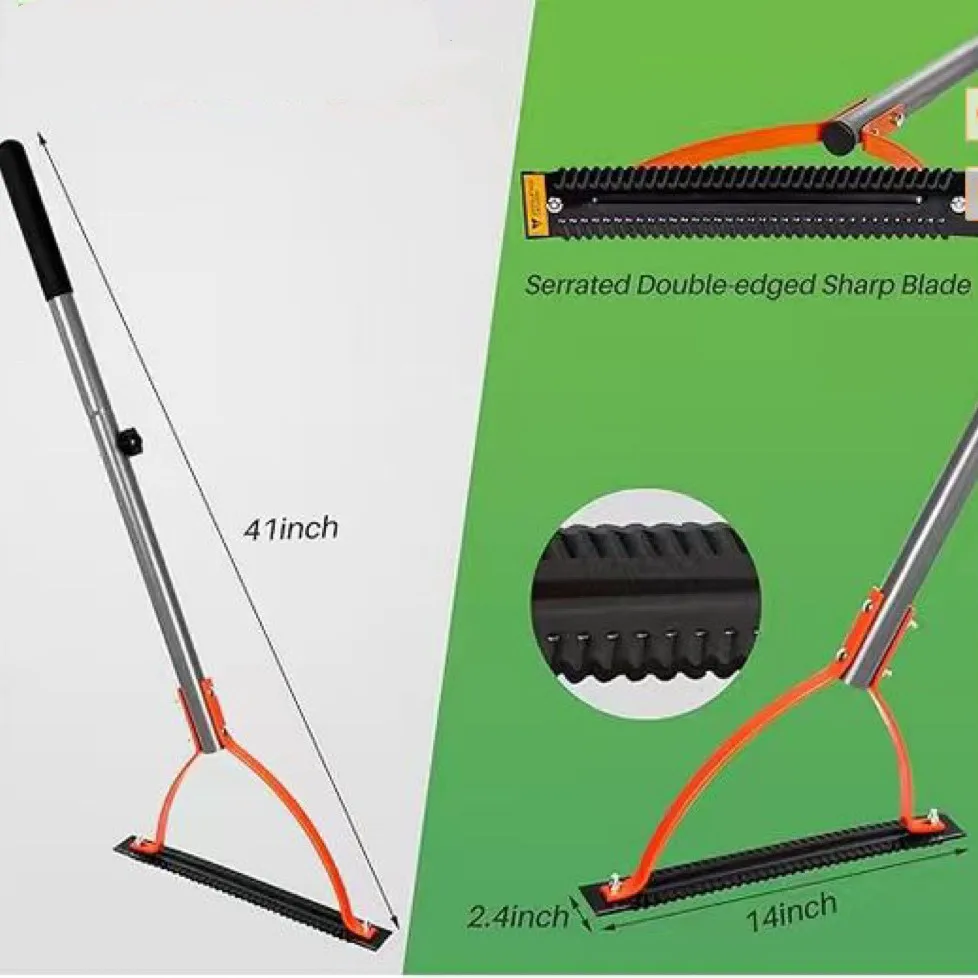 Manual lawn whip with serrated double-edged sharp blade