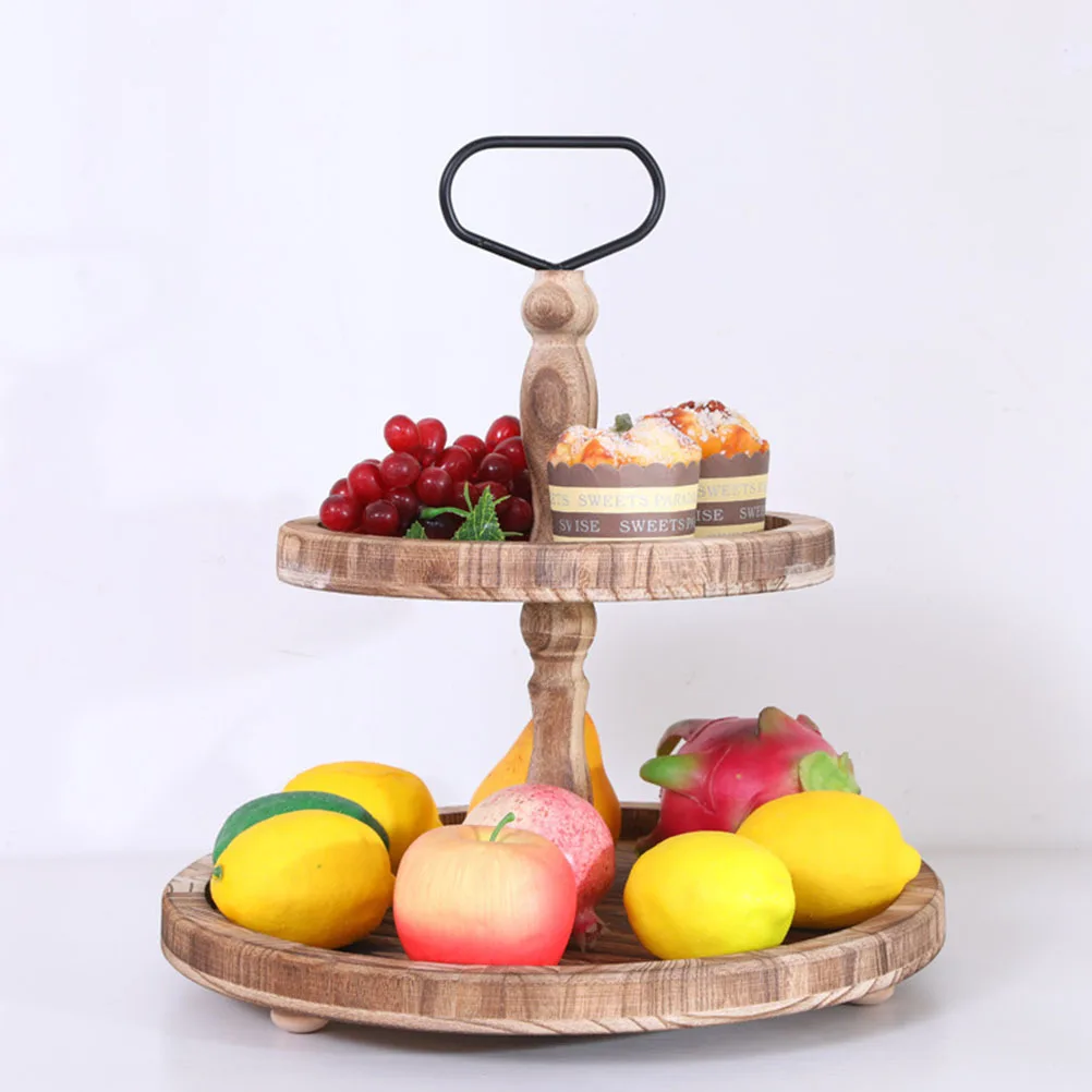 

1pc Wooden Fruit Tray Natural Wood Serving Platter For Cake Candy Dessert Display Storage Rack Wedding Party Holder Baking