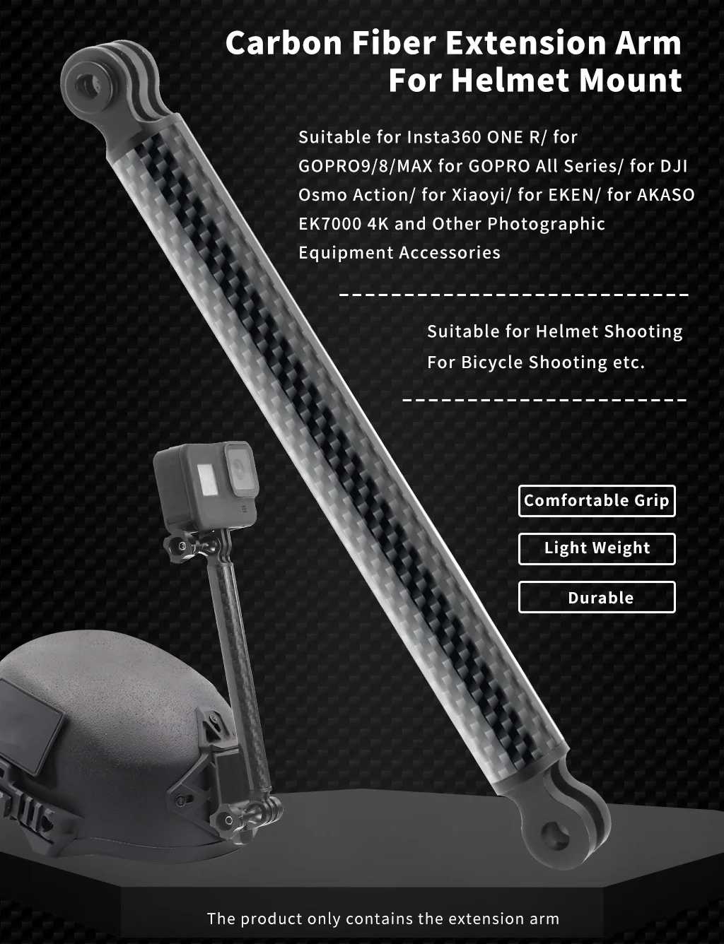 Selfie Helm Verlängerung Arm Halterung Stativ Adapter Carbon Faser für GoPro Hero 13 12 für Insta360 X4 OSMO Action 5Pro Halterung – Detail 4