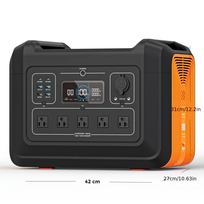 2400W Portable Power Station, 2232Wh Solar Powered Generator w/ 5 AC Outlets (5000W Peak)