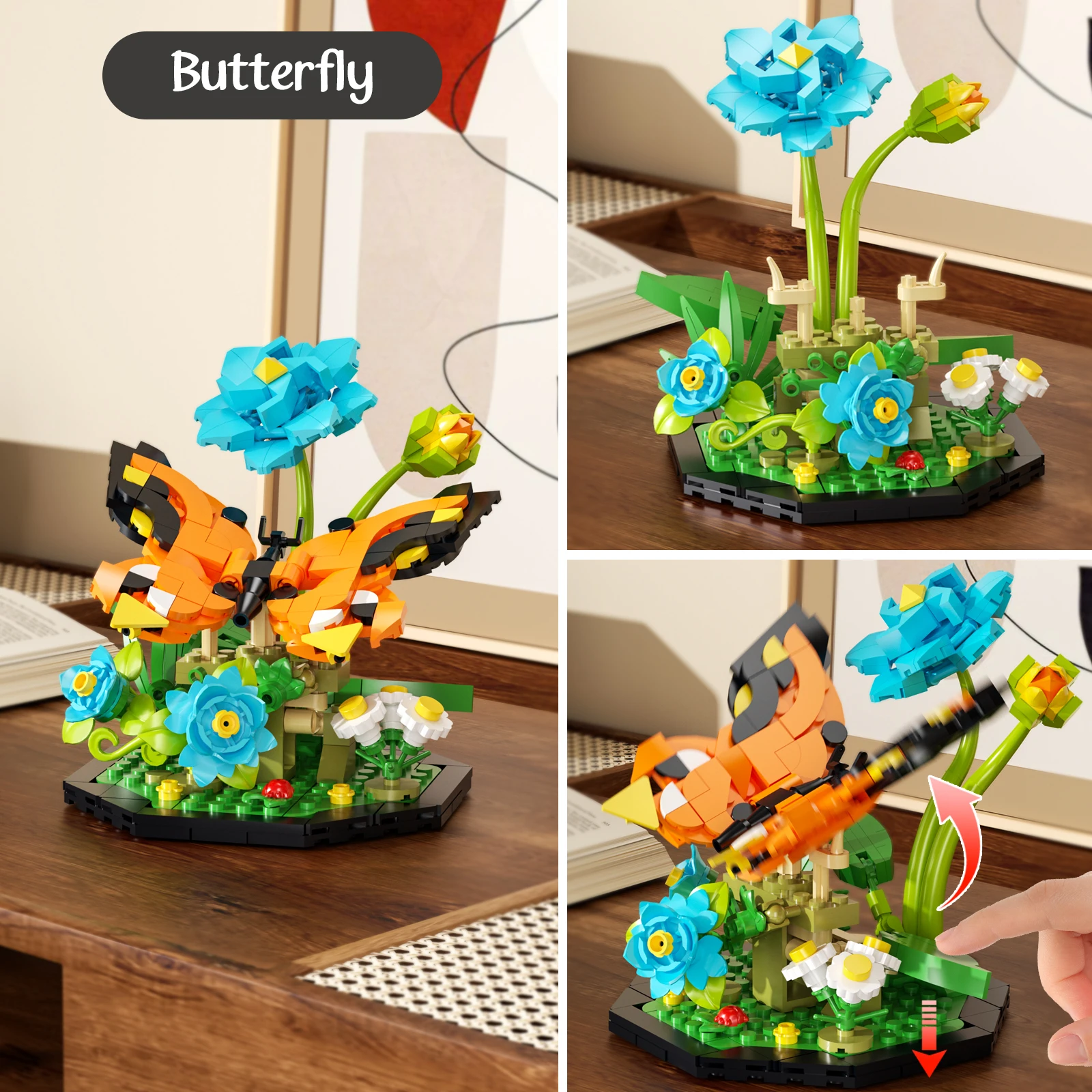 855PCS Ideas Insect Collection Building Set Butterfly Dragonfly Bee Display Models for Botanicals Lovers for Halloween Christmas