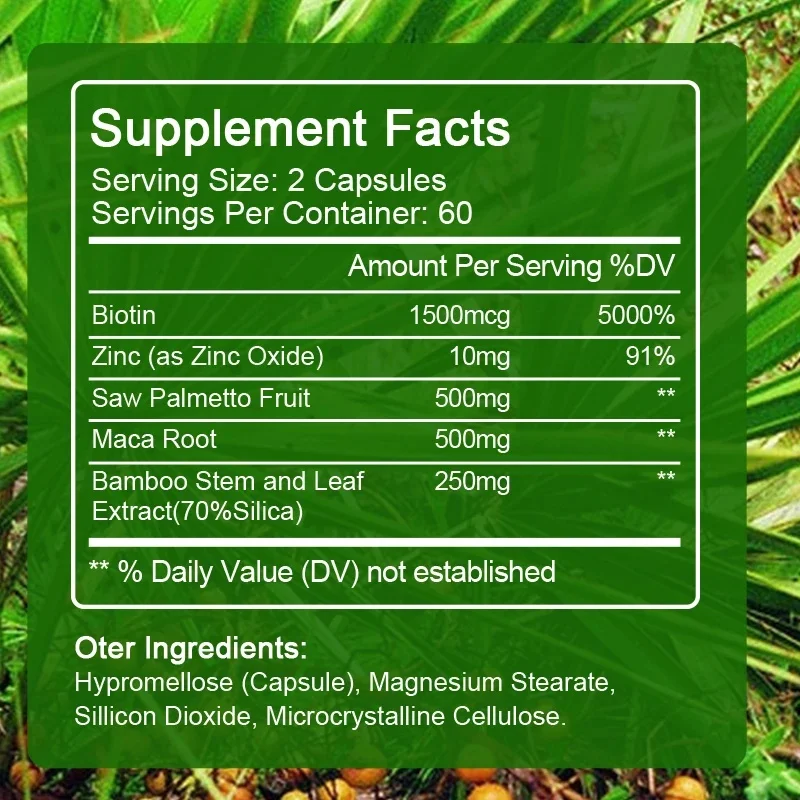 Gezondheid Zag Palmetto Biotine Geavanceerde 2-In-1 Combo Voor Haargroei. Veganistische Capsules Supplement Met Natuurlijk Zaagpalmetto-Extract