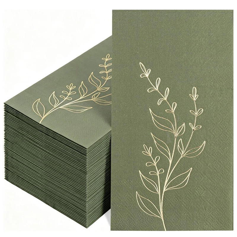 20/60Pcs 2-Ply Paper Napkins Gold Foil Leaves Cocktail Disposable Napkins for Christmas Dinner Picnic Birthday Wedding Party