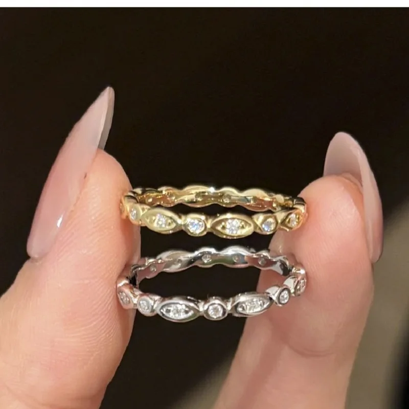 

Apaison Luxury Exquisite Full Moissanites Women Ring - Wedding Engagement Anniversary Party Gold Plated Jewelry Gift