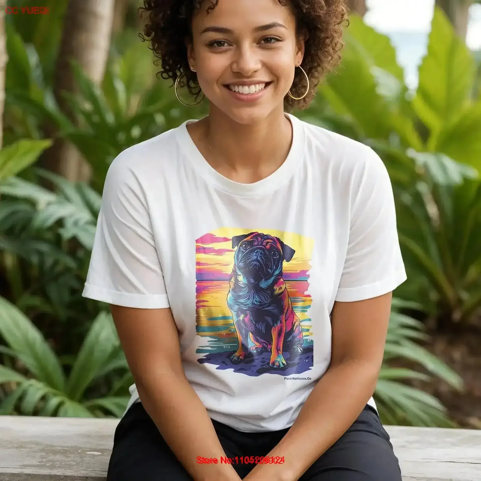 الملونة الصلصال الأفق تي شيرت نابضة بالحياة الكلب الفن آفاق نقية الحيوانات الأليفة عاشق أعلى خمر غسلها لينة الرسم قليلا أزياء للجنسين #1