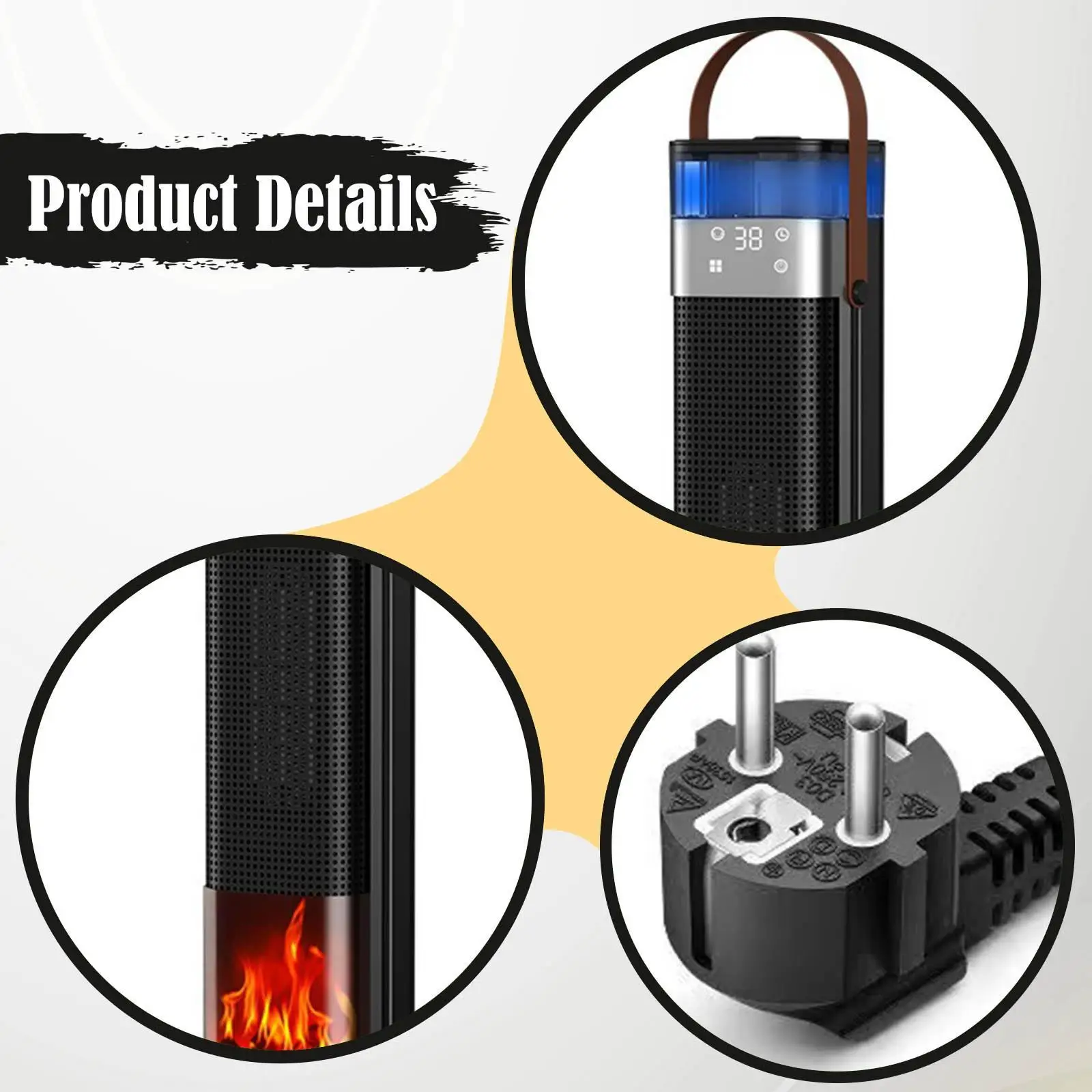 Space Heater Humidifier 3D Simulated Flame Portable Indoor 12H Timer Overheating & Tip over Protection Fast Electric Heater