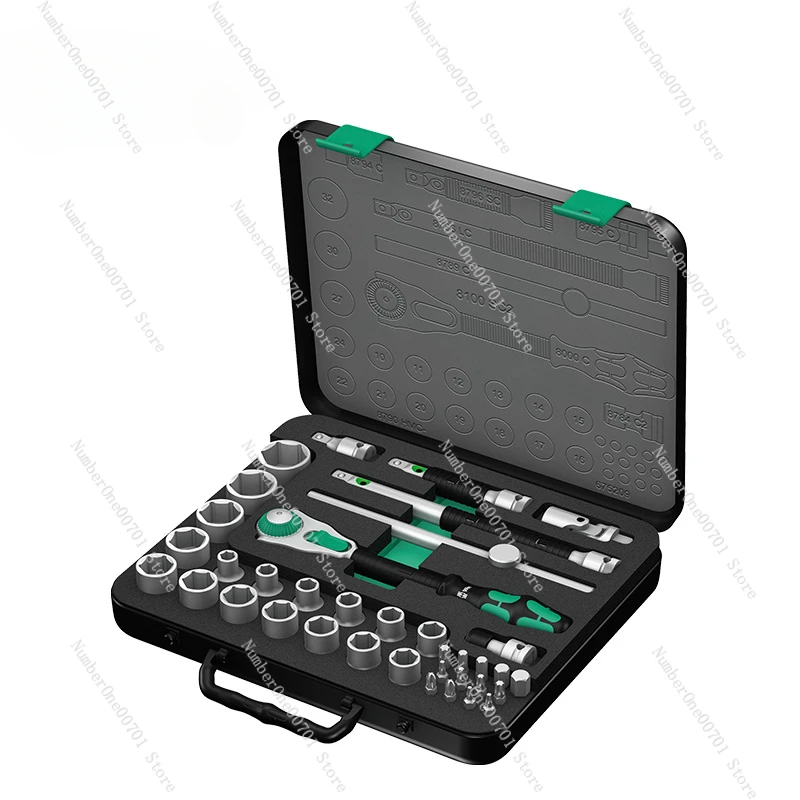 Fast ratchet wrench 8100 set Imported screwdriver sleeve Dafei auto repair set Toolbox