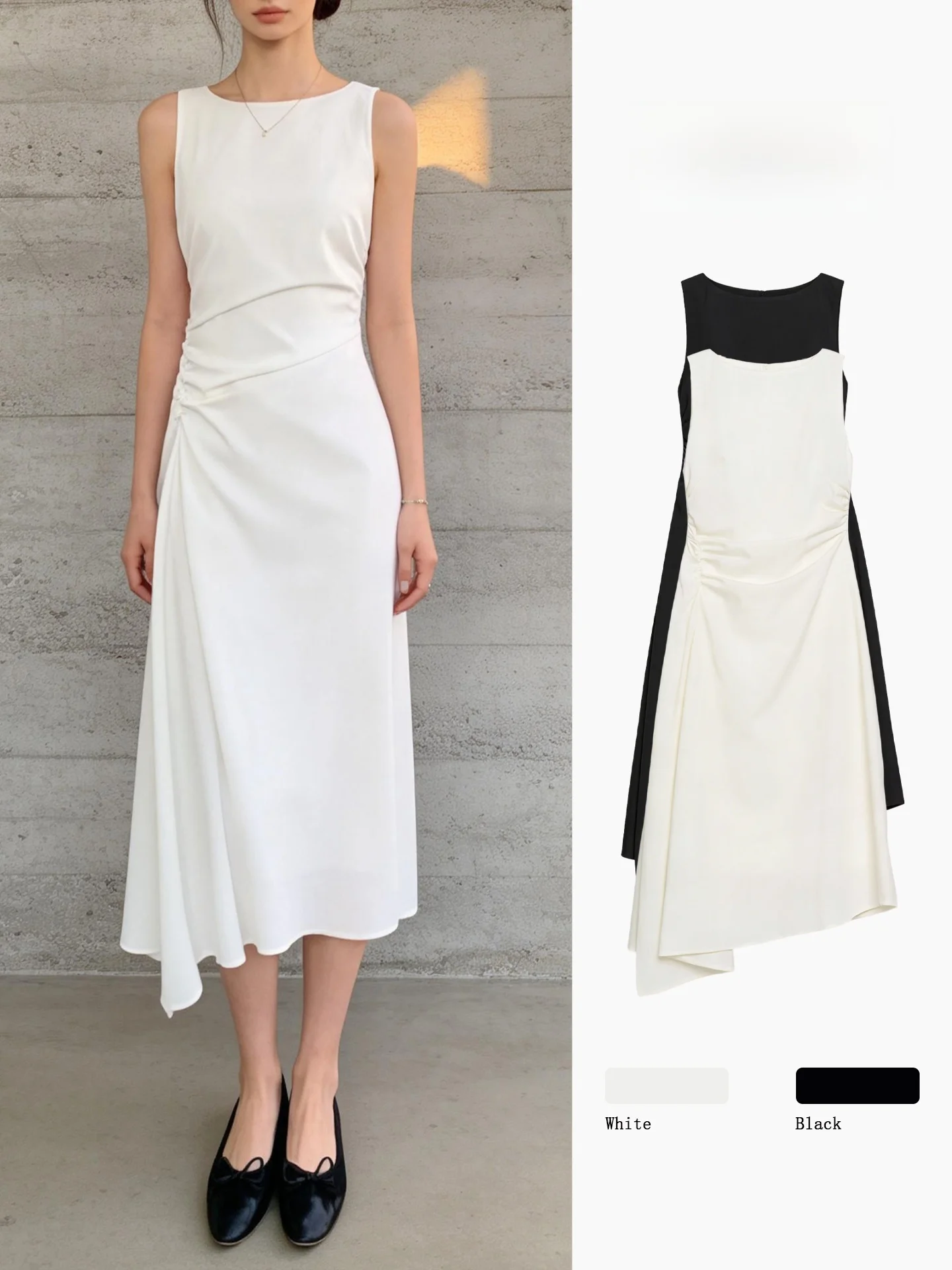 

White Elegant Wedding Dress Adjustable Waist Daily Wear Summer Registration Appointment Women's Fashion French Style Zipper S...
