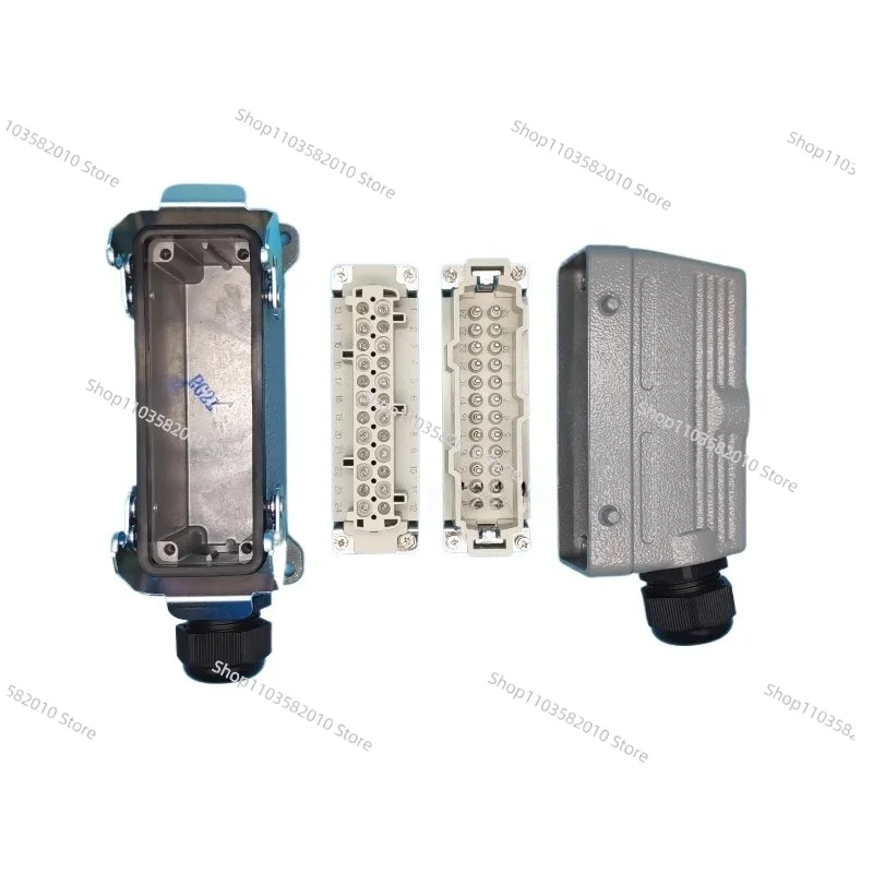 24-Pole Heavy Duty Connector Insert, 16A Rectangular HDC Plug & Socket