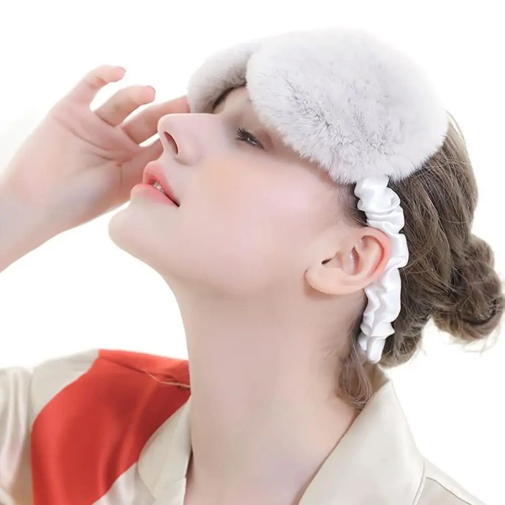Comfortable Cute Cloud Eye Cover Soft Faux Rabbit Fur Sleeping Mask Sleeping Blindfold