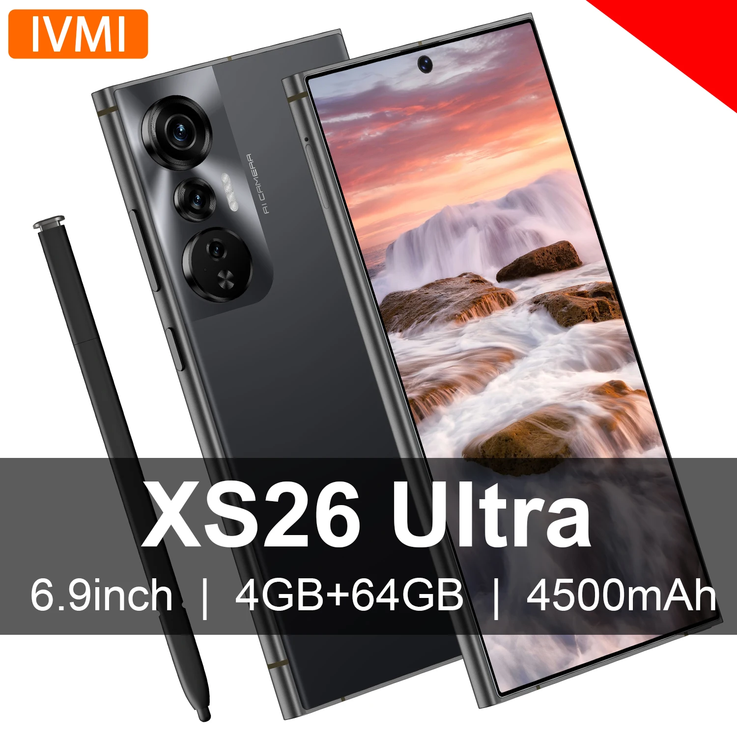 IVMI Global Vision XS26 Ultra Smartphone 4G Network Android 64GB ROM Dual SIM Google Play Store 6.9'' 4500mAh Mobile Phones