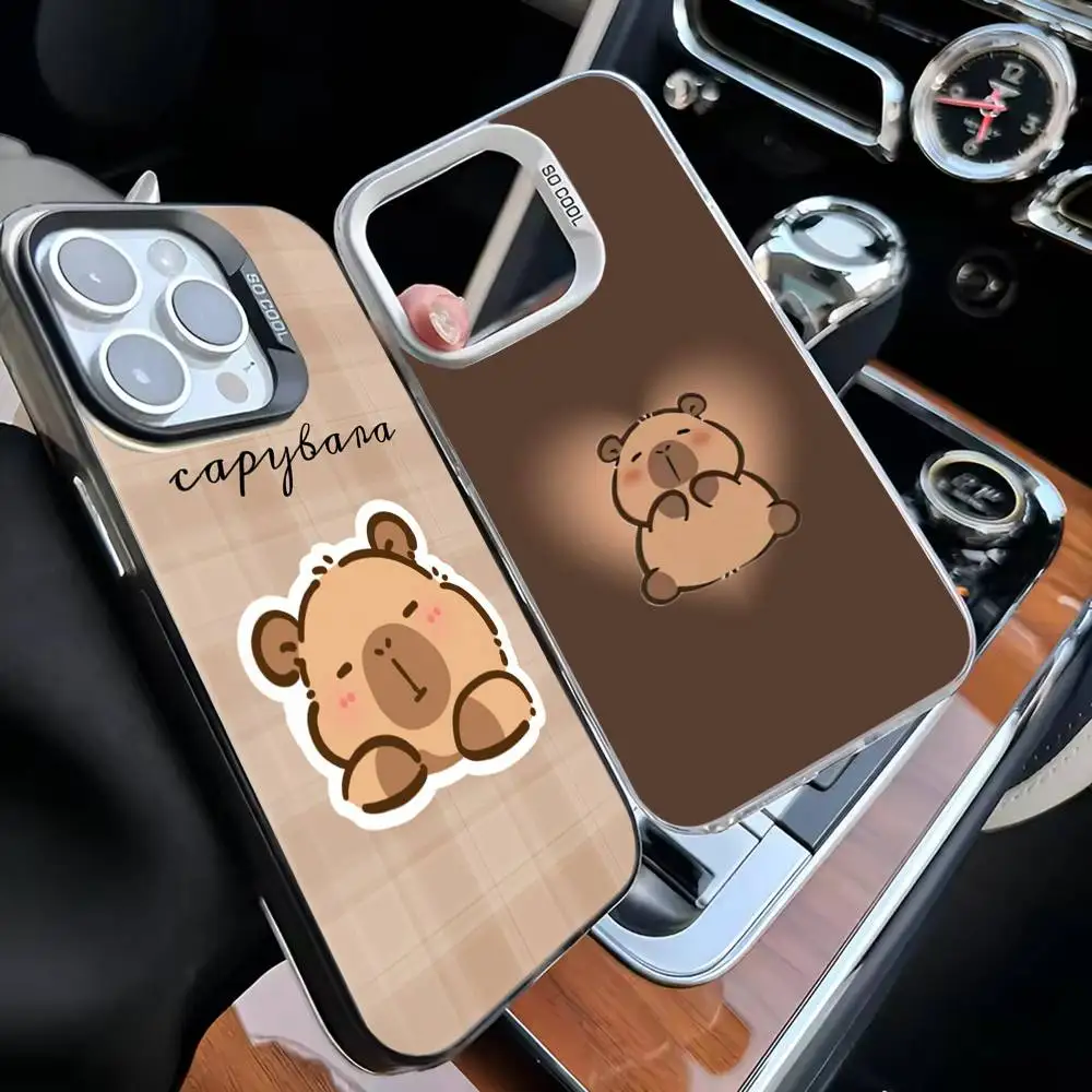 

Cute capybara Phone Case For iPhone 16,15,14,13,12,11,Mini,Pro,MAX White Matte Shockproof Cover