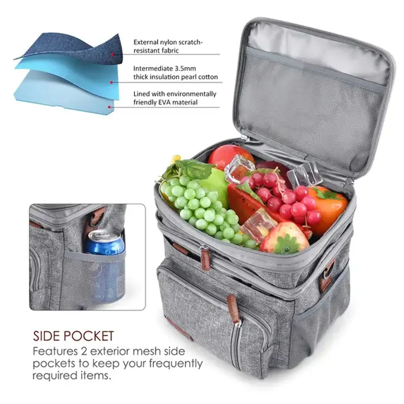 Portable Cooler Bag Ice Pack Lunch Box Insulation High Quality Oxford Tote Outdoor Picnic Insulated Camping Cooler Bag