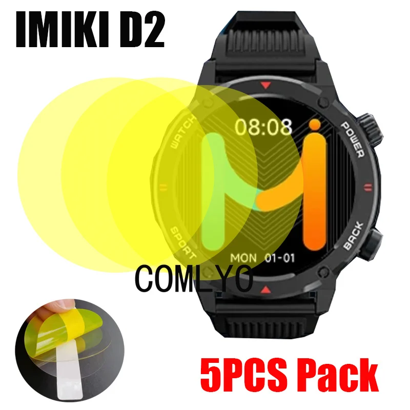 5Pcs Soft Film For IMIKI D2 Smart watch Screen Protector TPU Hydrogel Unthin HD Anti-Scratch Films