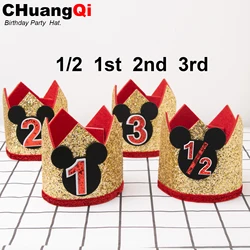 CHuangQi Birthday Party Glitter Hat for Boy & Girl Birthday Theme Party Crown Baby's Birthday Photo Props for 1/2 1st 2nd 3rd